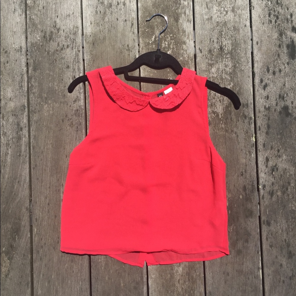 Red collared blouse